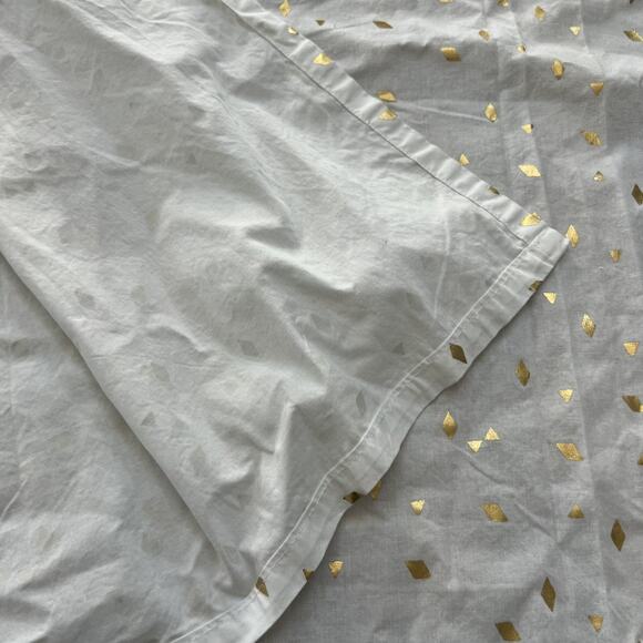 Room Essentials Shower Curtain White & Gold Diamond 70.5x69 in 100% Cotton - Picture 1 of 7